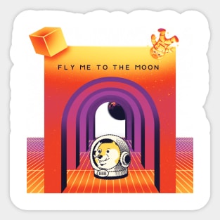 Dogecoin fly to the moon 3 Sticker